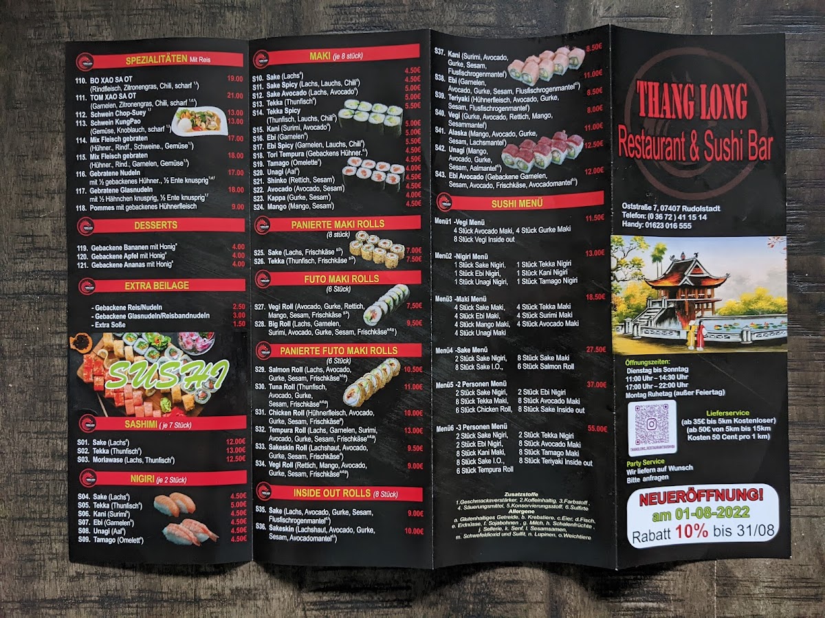Thang Long Restaurant & Sushibar Photo Menu 3
