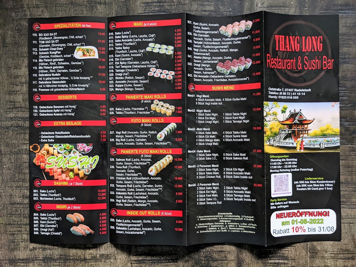 Thang Long Restaurant & Sushibar Photo Menu 4