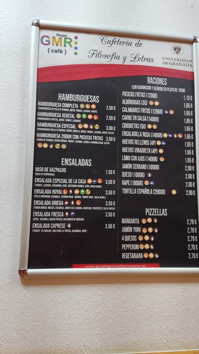 Cafetería de la Facultad de Filosofía y Letras Photo Menu 3