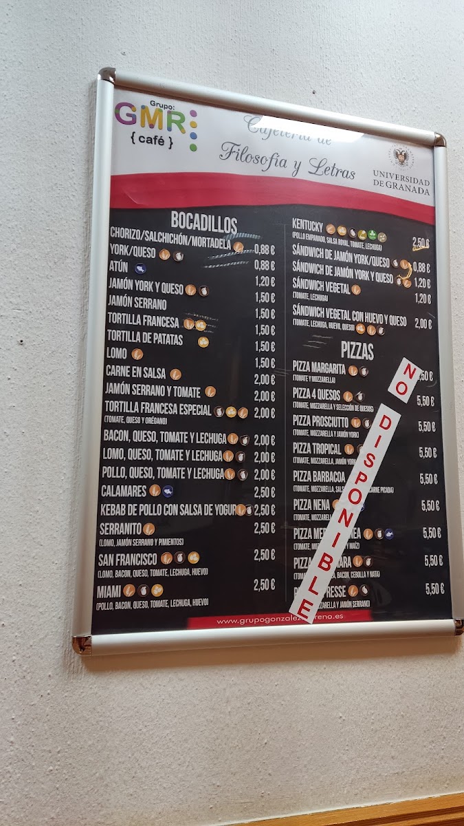 Cafetería de la Facultad de Filosofía y Letras Photo Menu 4