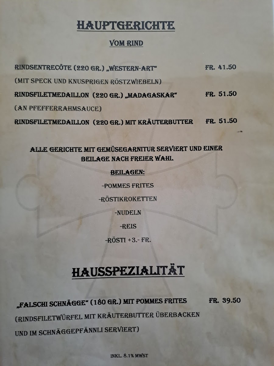 Restaurant Kreuz Photo Menu 2