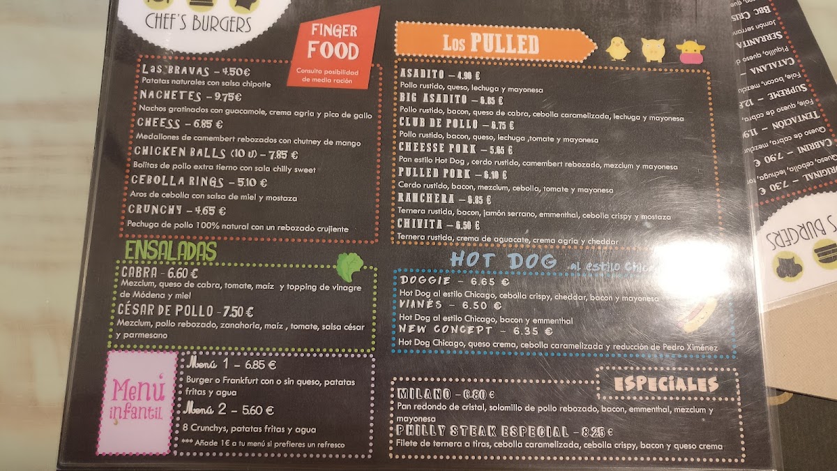 Chef's Burgers Photo Menu 1
