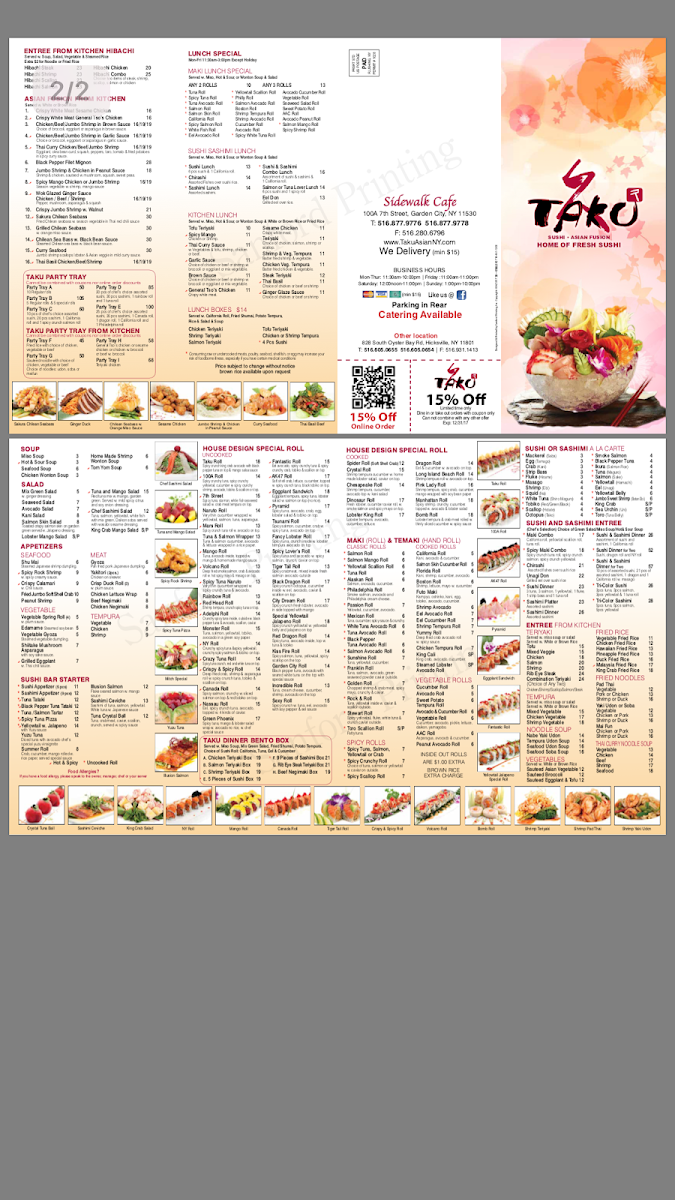 Taku Asian Bistro restaurant Photo Menu 3