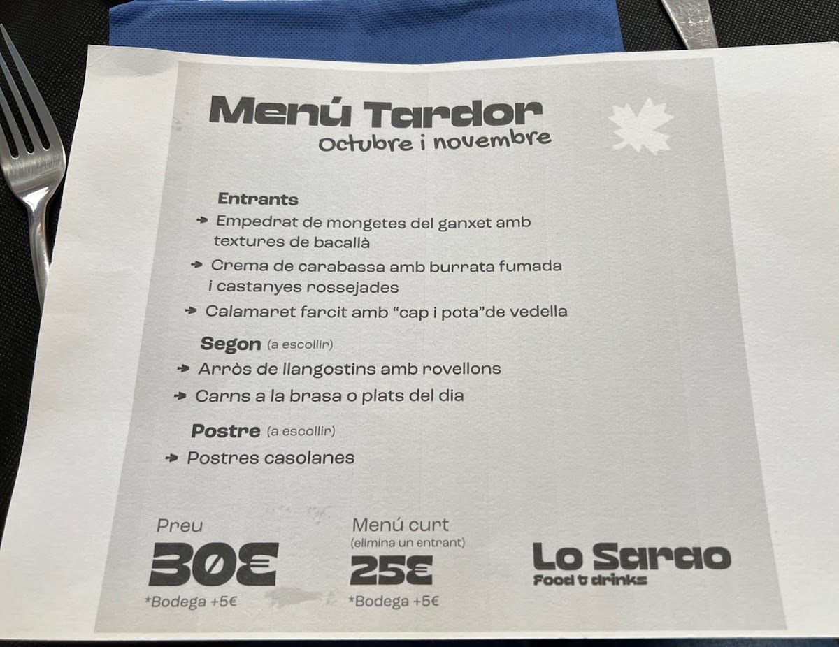 Bar restaurant lo Sarao Photo Menu 1