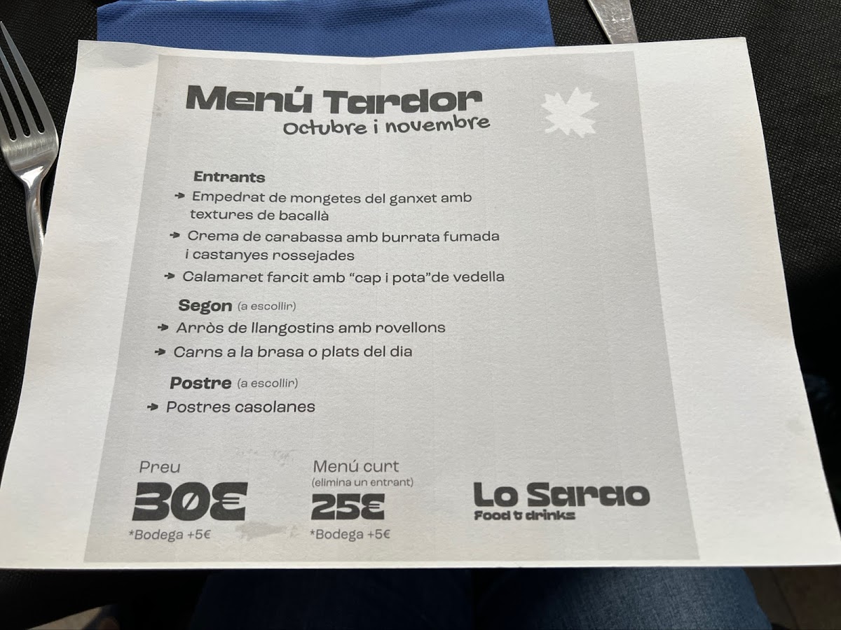 Bar restaurant lo Sarao Photo Menu 2
