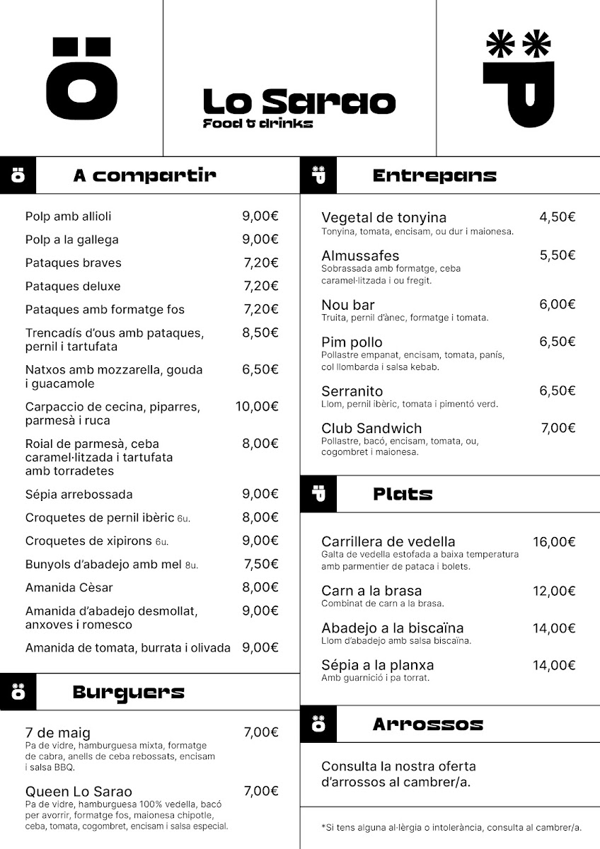Bar restaurant lo Sarao Photo Menu 4