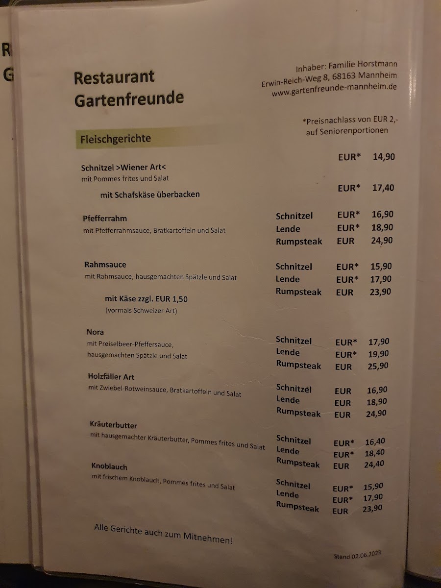 Gaststätte Gartenfreunde Photo Menu 1