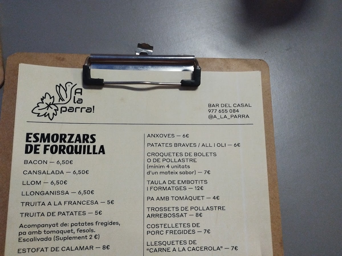 A la Parra bar del Casal Municipal Photo Menu 1