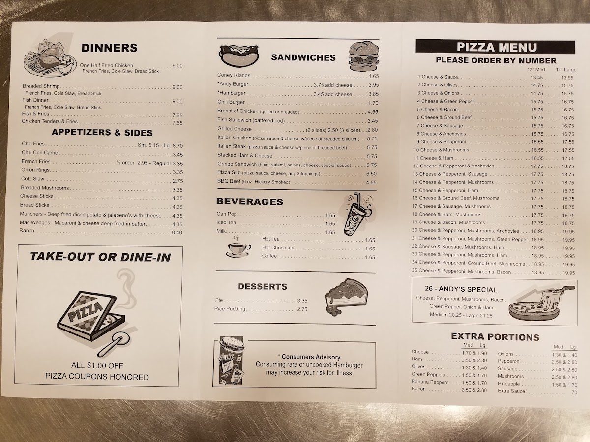 Andy's Pizza and Coney Island Photo Menu 2