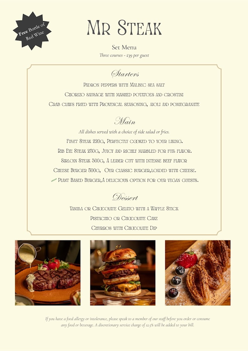 Mr Steak Fulham Photo Menu 1