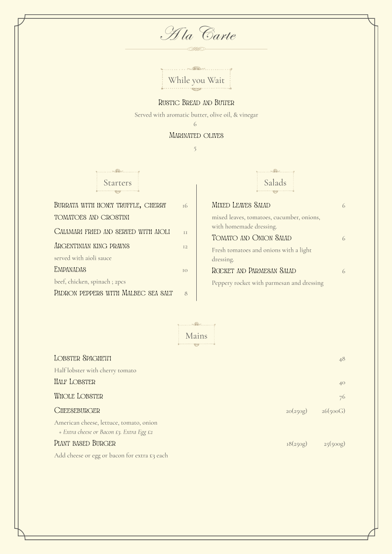 Mr Steak Fulham Photo Menu 5