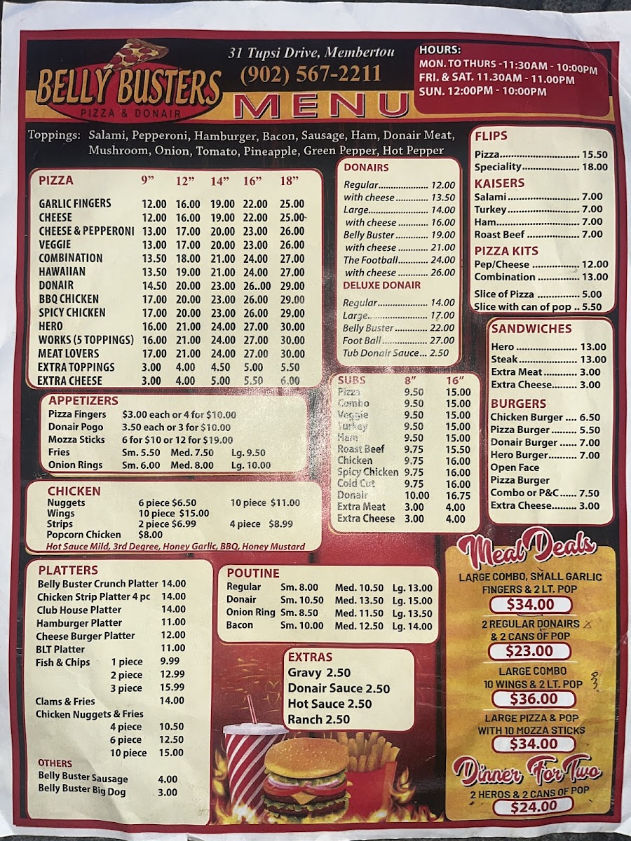 Belly Busters Membertou Photo Menu 1