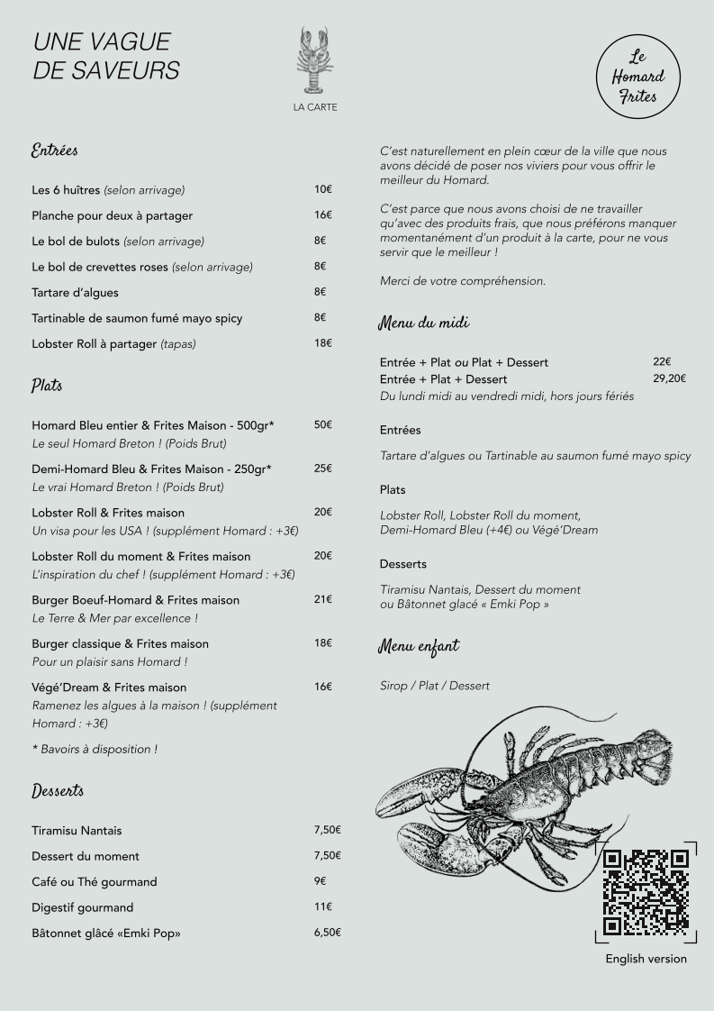 Le Homard Fries Photo Menu 3