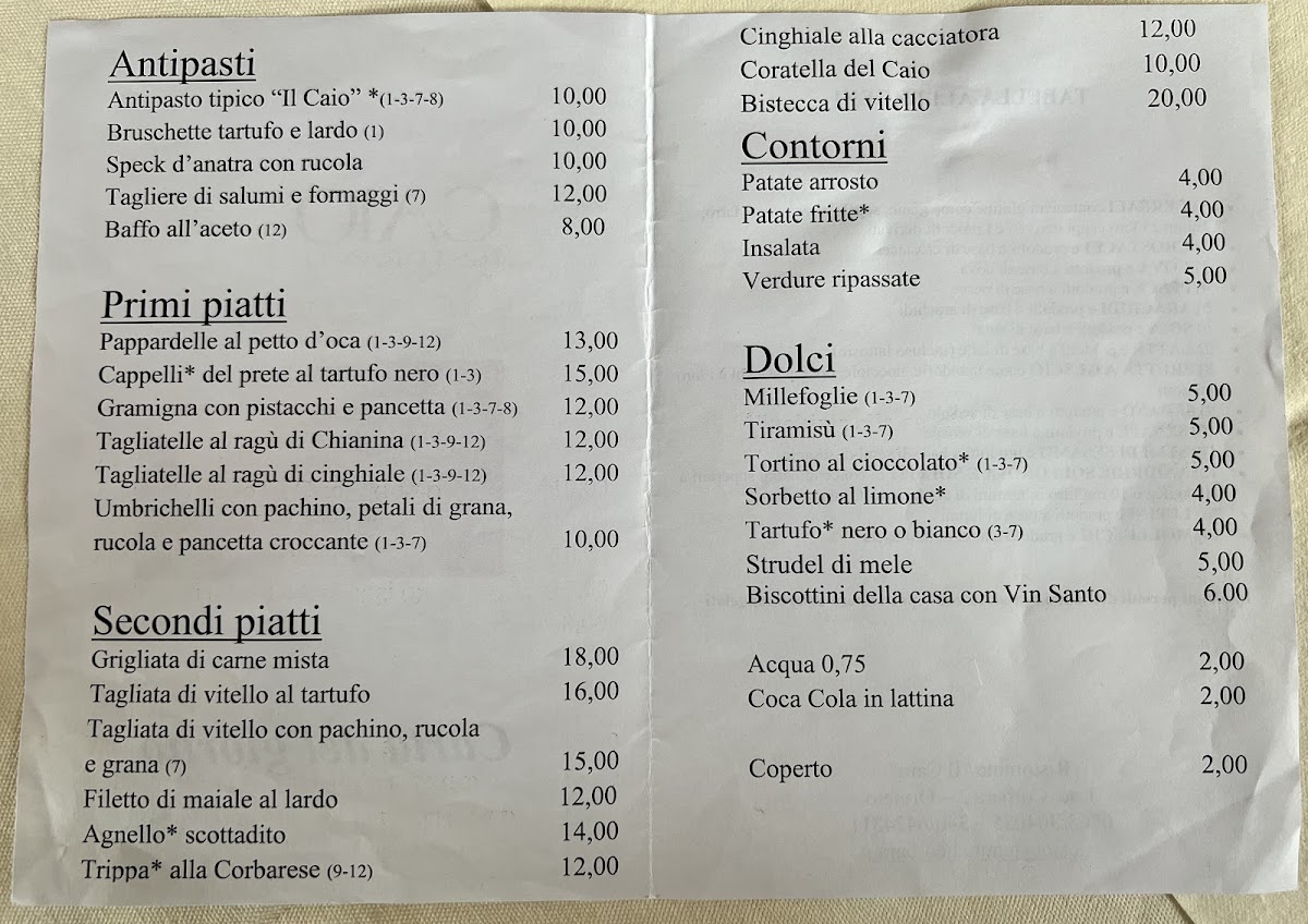Ristorante Il Caio Photo Menu 1