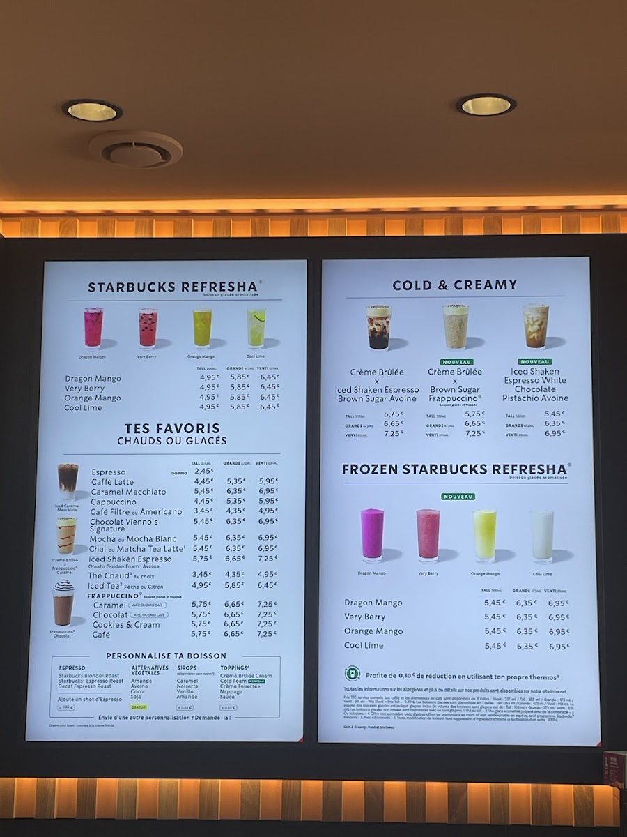 Starbucks Toulouse Palais Photo Menu 1