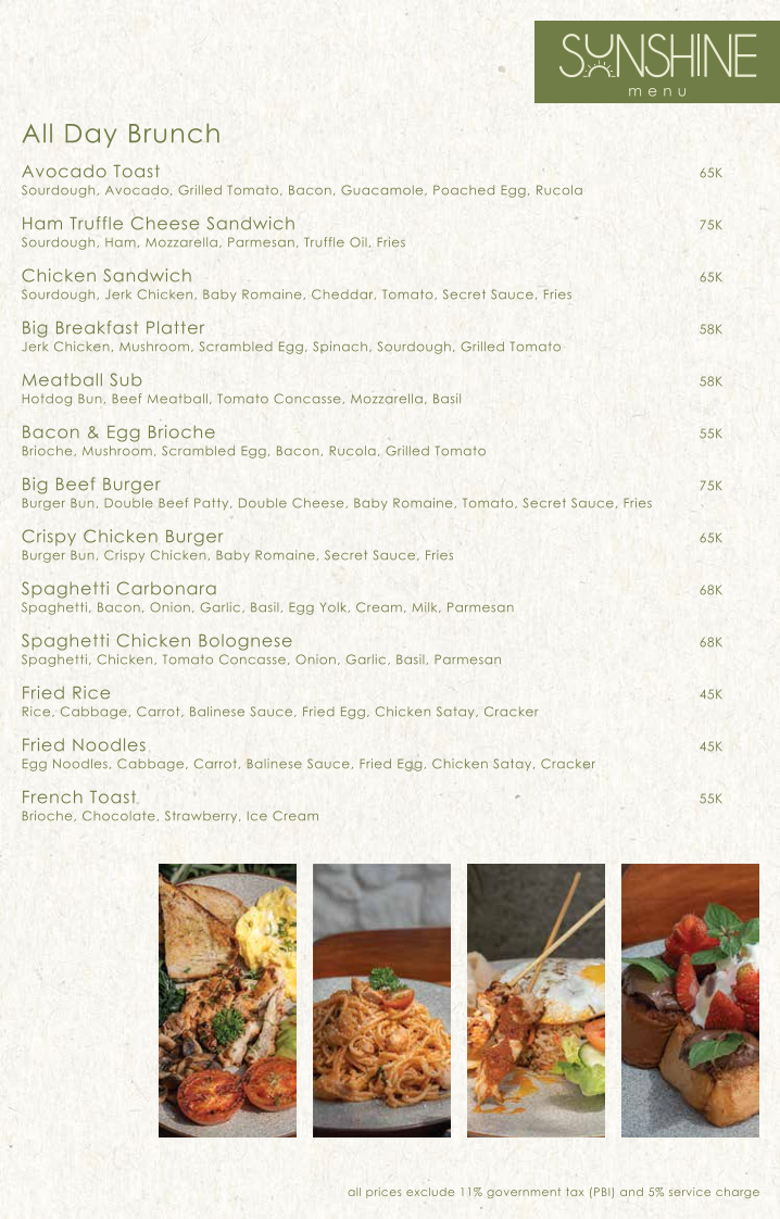 Sunshine cafe bali Photo Menu 1