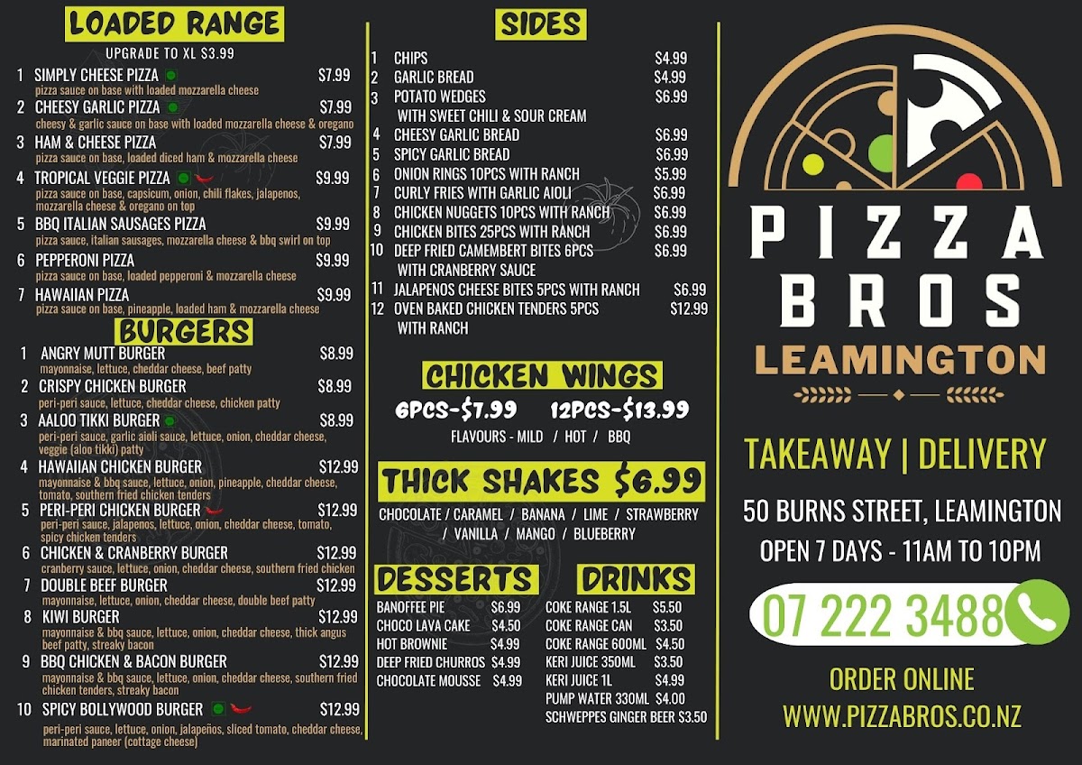 Pizza Bros Leamington Photo Menu 1