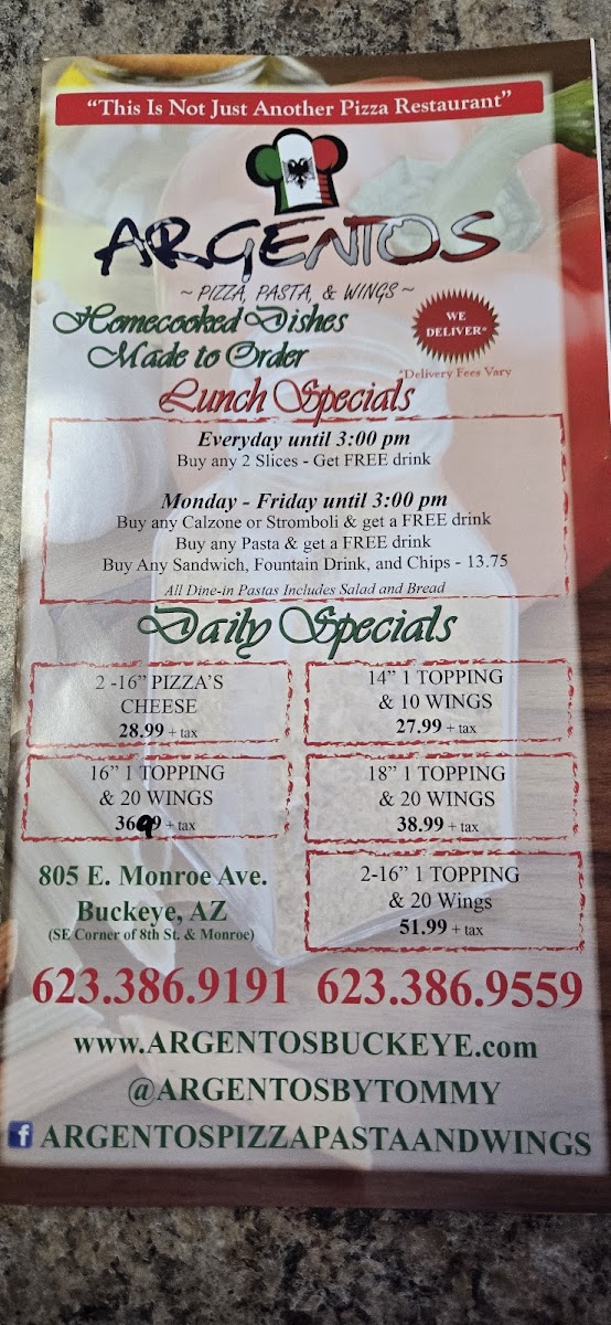 Argento's Pizza & Wings Photo Menu 1
