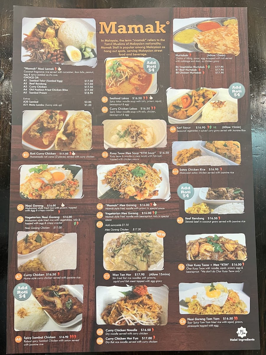 Mamak Malaysian Restaurant Photo Menu 3