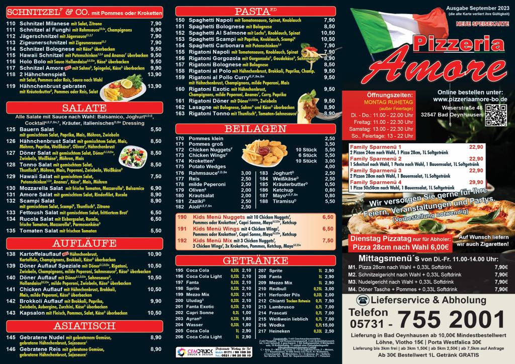 Pizzeria Amore Photo Menu 2