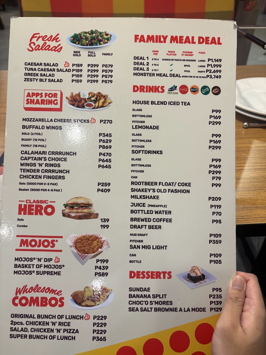 Shakey's Pizza Parlor - Galleria Photo Menu 1