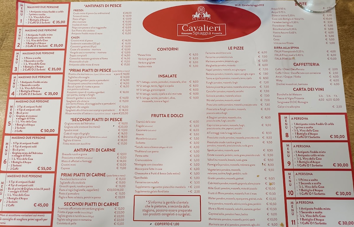 Ristorante Pizzeria Cavalieri Spiaggia Photo Menu 1
