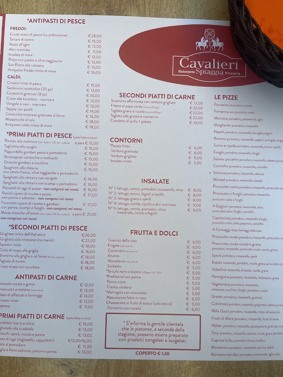 Ristorante Pizzeria Cavalieri Spiaggia Photo Menu 5