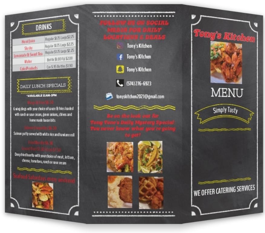 Tony's Kitchen, LLC Photo Menu 2