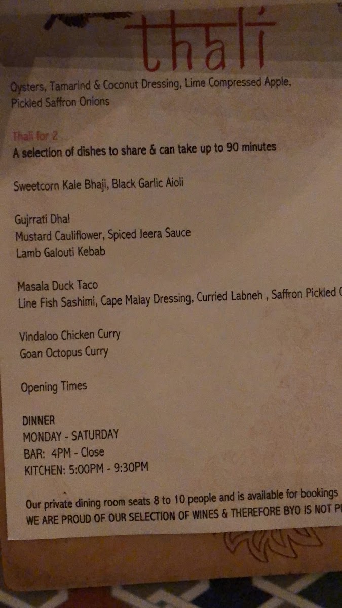 Thali Restaurant Photo Menu 10