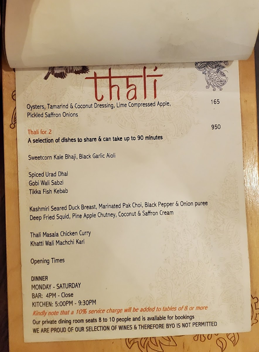 Thali Restaurant Photo Menu 2