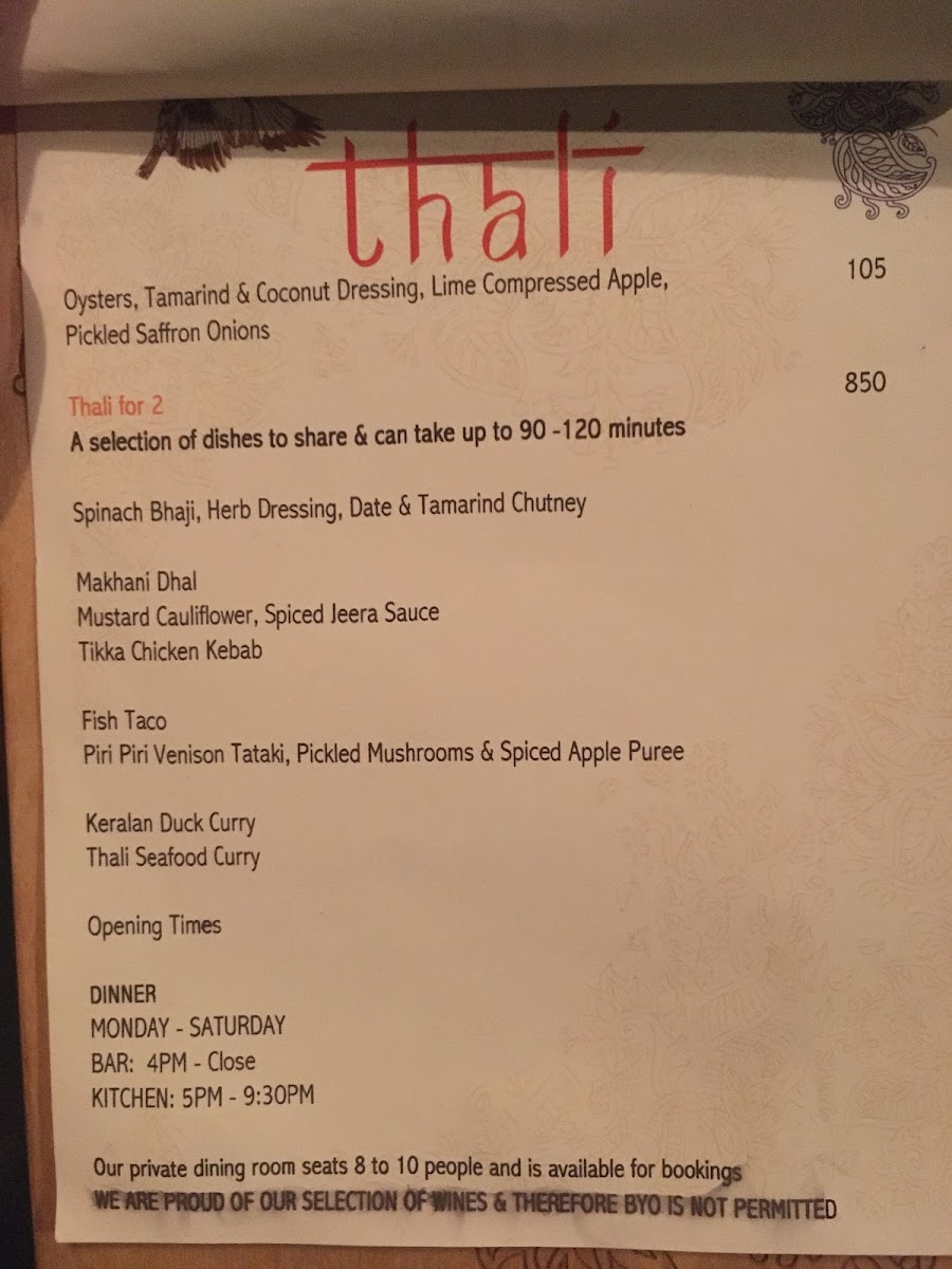 Thali Restaurant Photo Menu 5