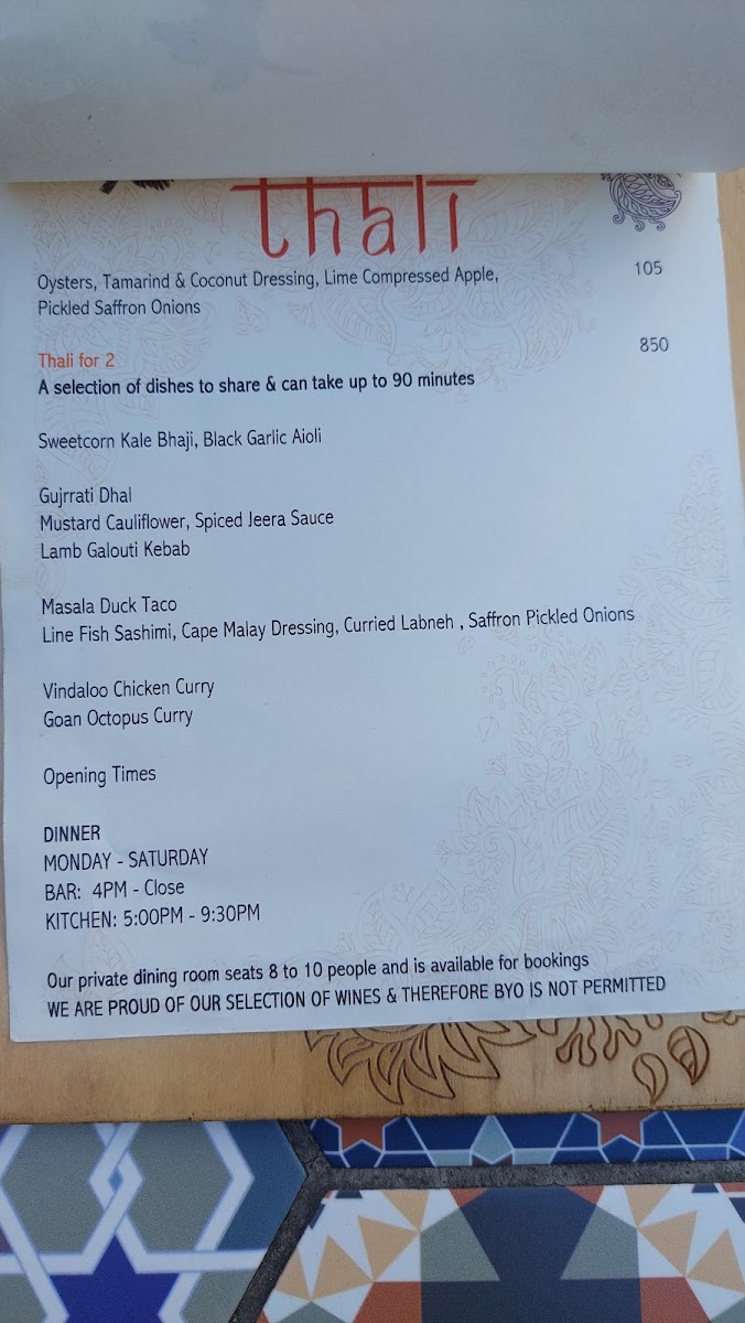 Thali Restaurant Photo Menu 9