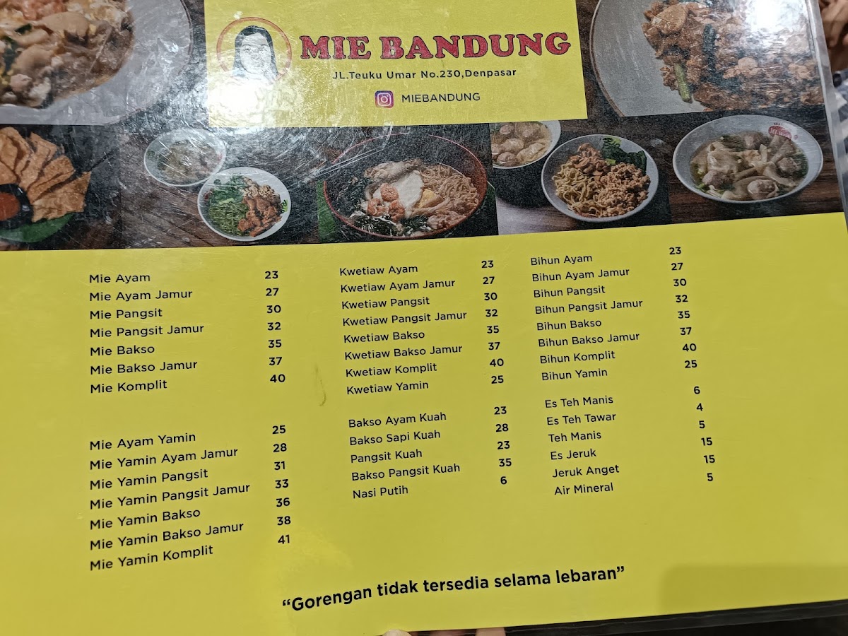 Mie Bandung Photo Menu 2