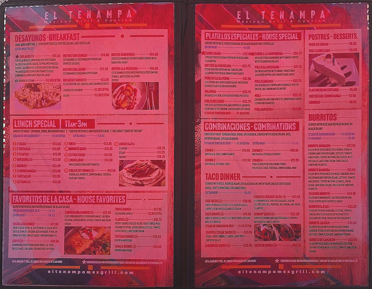 El Tenampa Mexican Grill & Cantina Photo Menu 1