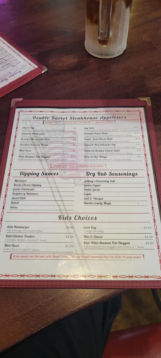 Double Barrel Steakhouse Photo Menu 1