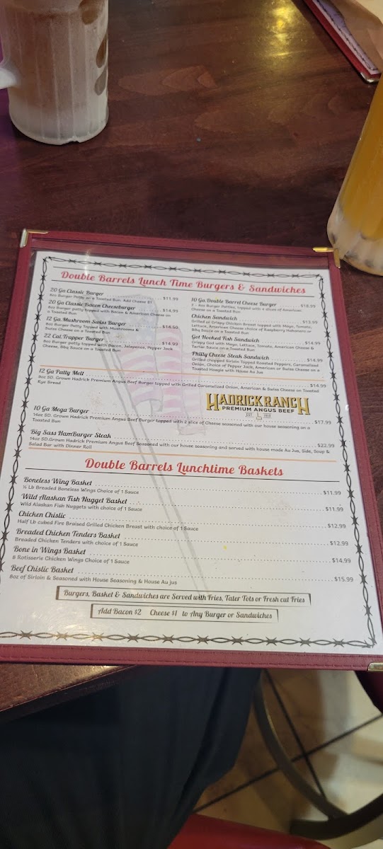 Double Barrel Steakhouse Photo Menu 2