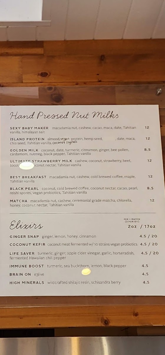 Kauai Juice Co Koloa Photo Menu 3