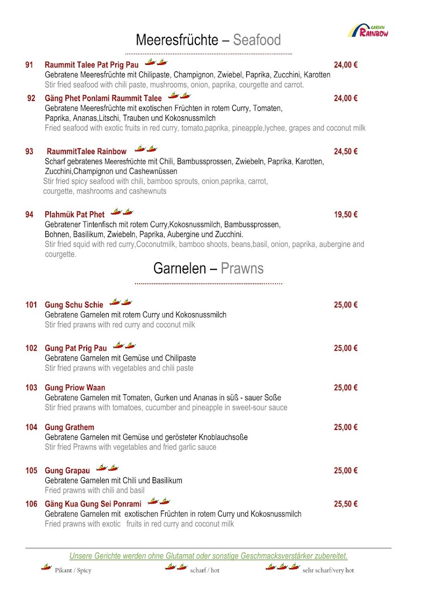 Rainbow Garden Thai Restaurant Photo Menu 6