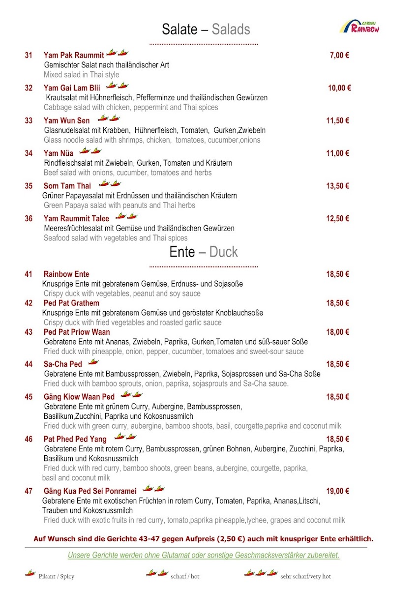 Rainbow Garden Thai Restaurant Photo Menu 7