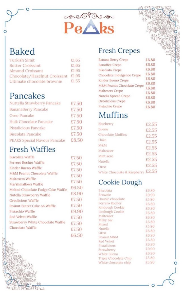 Peaks Dessert & Cafe Photo Menu 5