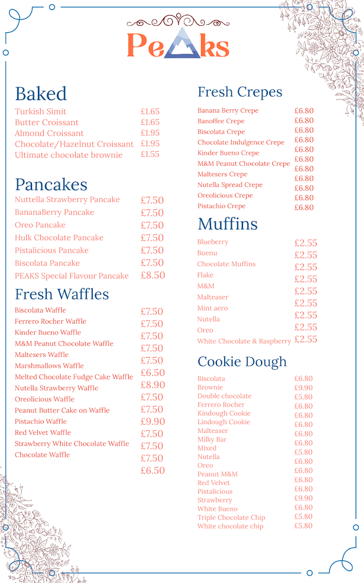 Peaks Dessert & Cafe Photo Menu 6