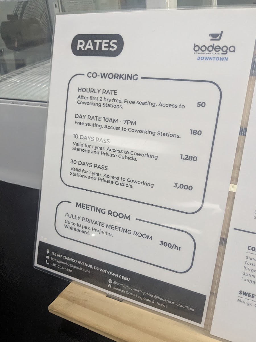 BODEGA Coworking Cafe - Downtown Branch Photo Menu 1