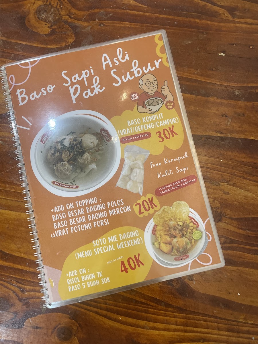 Baso Sapi Asli Pak Subur - PIK Photo Menu 10