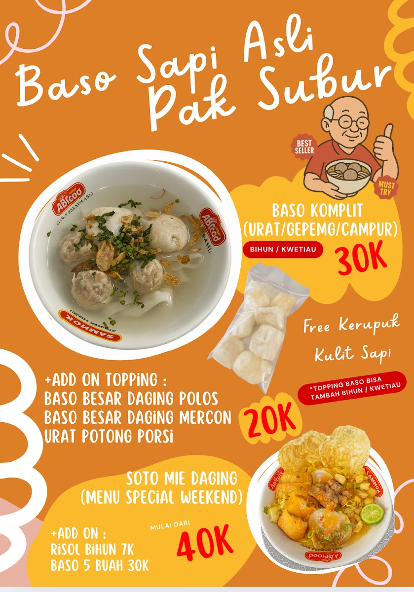 Baso Sapi Asli Pak Subur - PIK Photo Menu 2