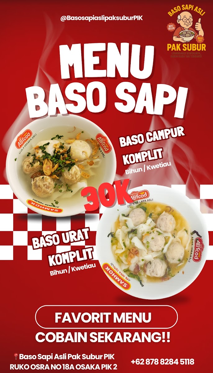 Baso Sapi Asli Pak Subur - PIK Photo Menu 3
