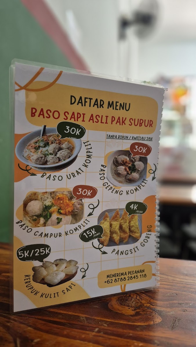 Baso Sapi Asli Pak Subur - PIK Photo Menu 8