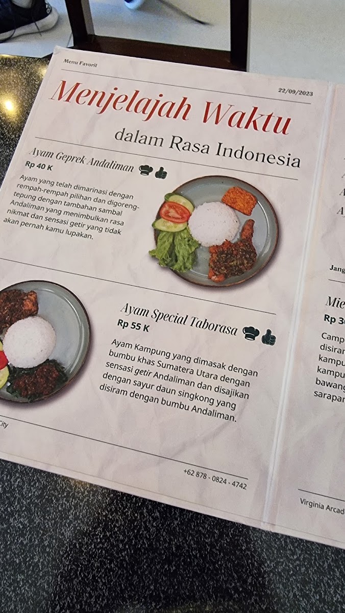 TABORASA Ayam Andaliman - BSD City Photo Menu 2
