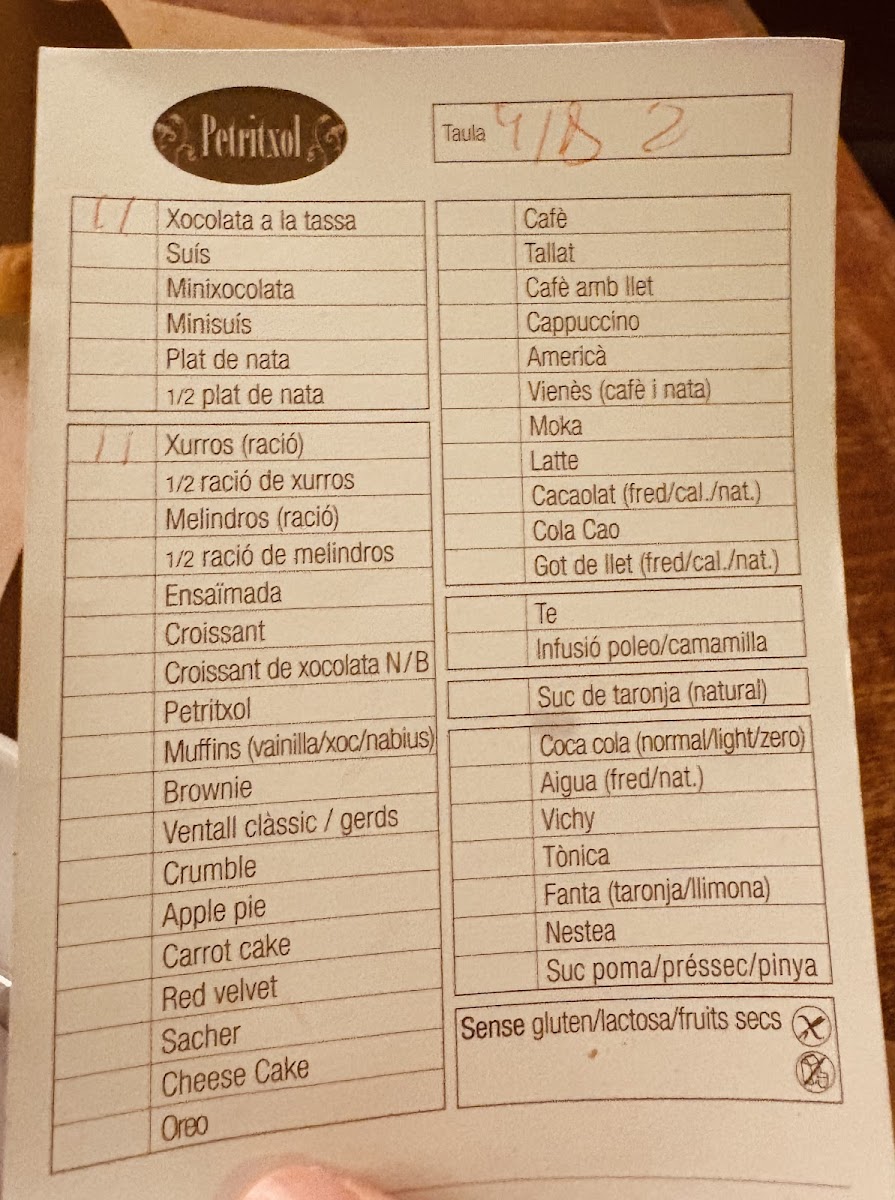 Petritxol Xocoa Photo Menu 2