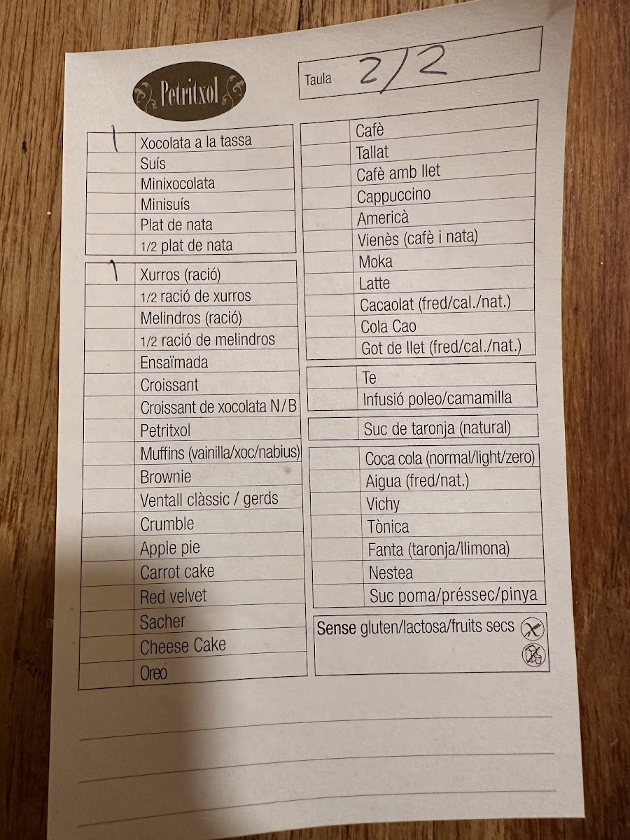 Petritxol Xocoa Photo Menu 3