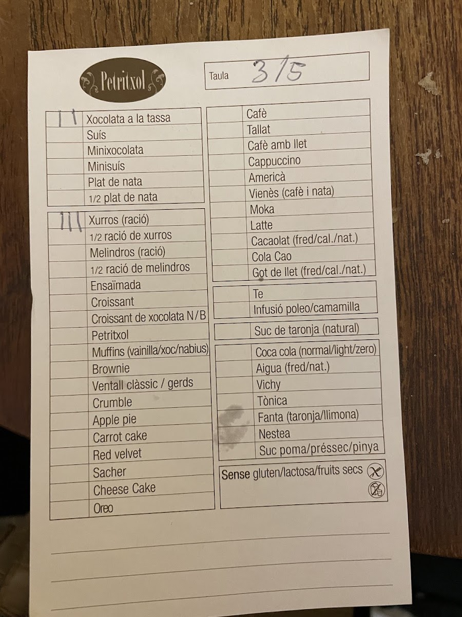 Petritxol Xocoa Photo Menu 5